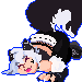Mono the wolf kemonomimi Vtuber playbowing with their cheek pressed to the floor and their tail raised happily behind them, the background is transparent